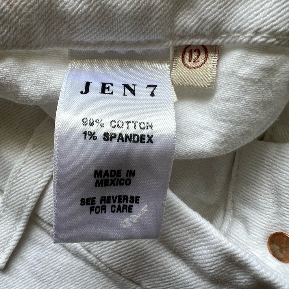 JEN 7 white stretch denim shorts with 5 pockets, size 12 - Picture 5 of 11